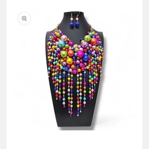 Colorful Beaded Necklace and Earring Set